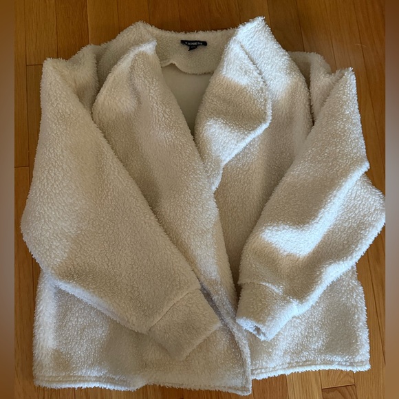 Express Jackets & Blazers - Express open front teddy bear Sherpa fleece oversized long sleeve jacket.